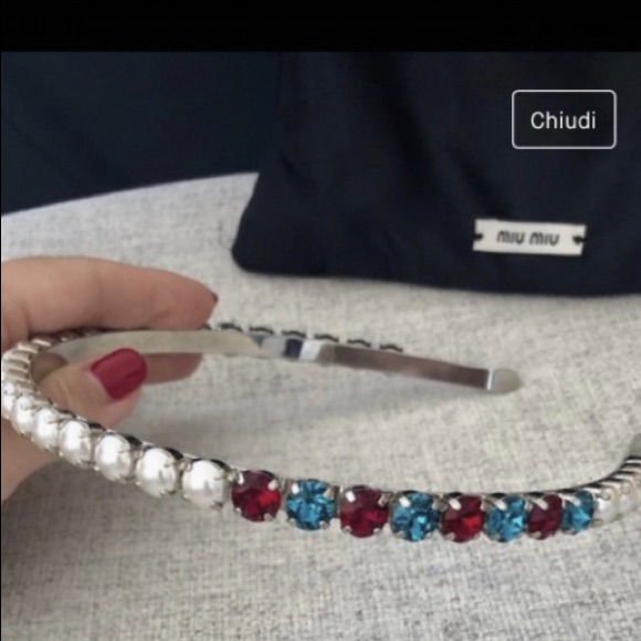 Miu Miu Crystal And Pearl Headband/Tiara Worn Once